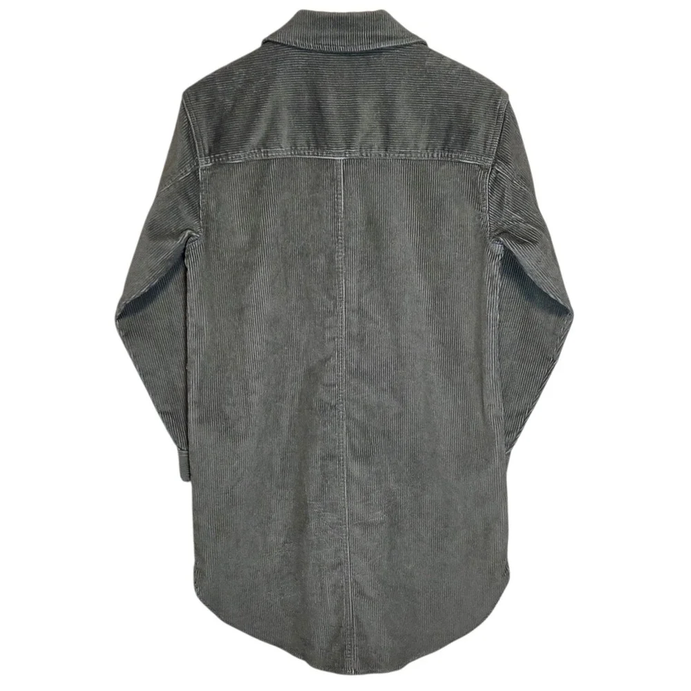 Gap Womens‎ Corduroy Shirt Dress Oversized Gray Green XS Soft Longline Pockets
